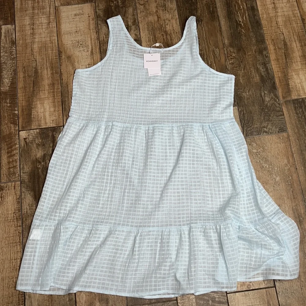 Koandaily dress baby blue mini peasant dress boho  coquette sheer sz 3xl nwt - Picture 4 of 6